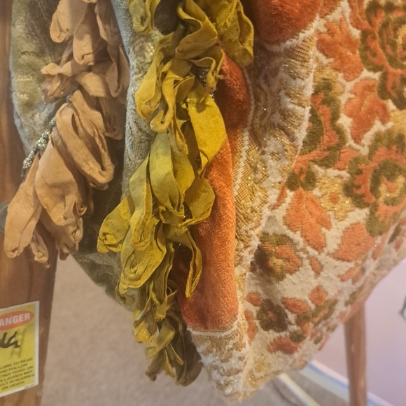 Magnolia Pearl Orange and Green Shoulder Bag with Fringe - Picture 5 of 9